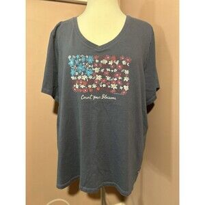 Life is Good Women Crusher Tee Count Your Blossoms Womens XXXL USA Flag Blue